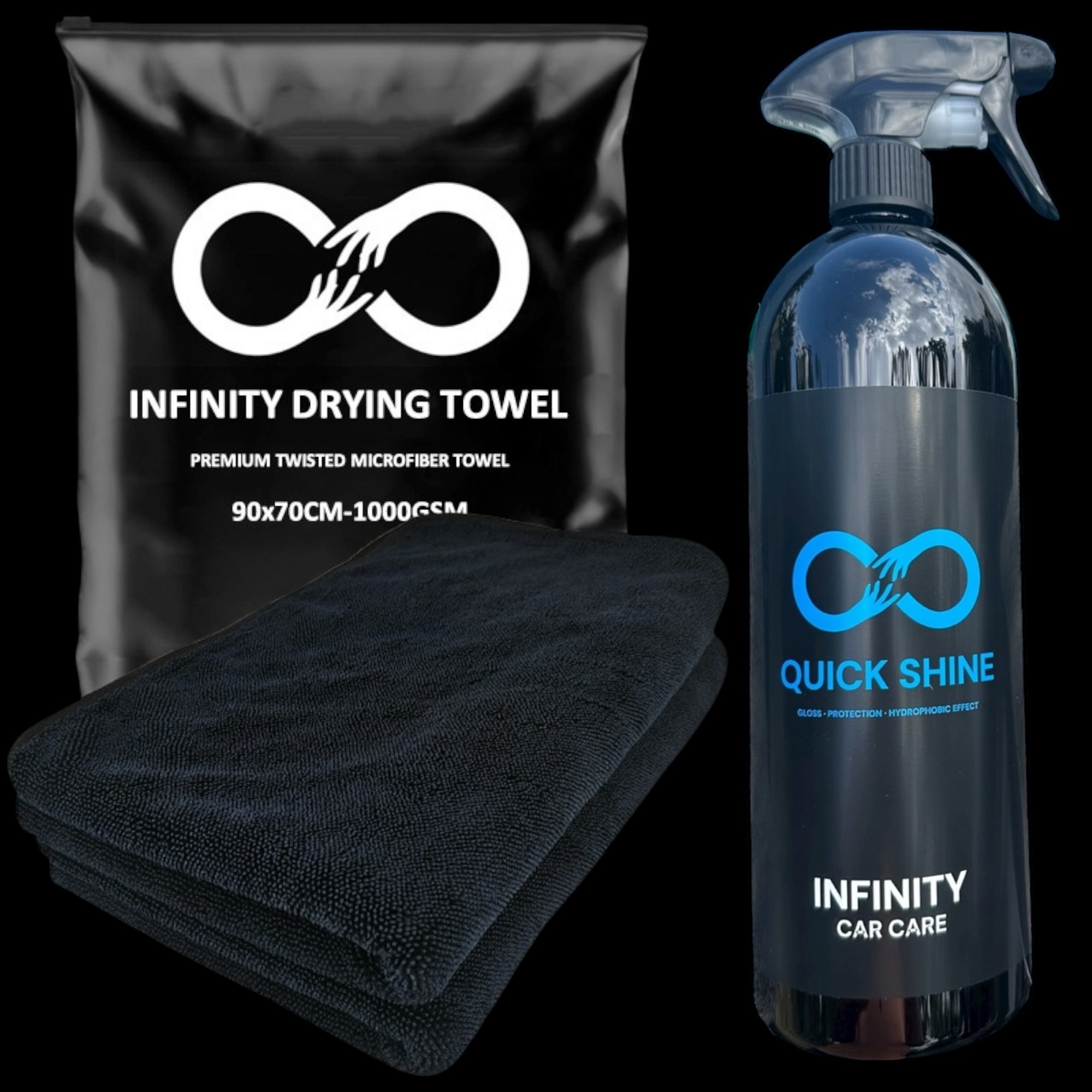 Pachet Infinity Car Care – Quick Shine + Prosop Infinity Drying Towel 1000 GSM