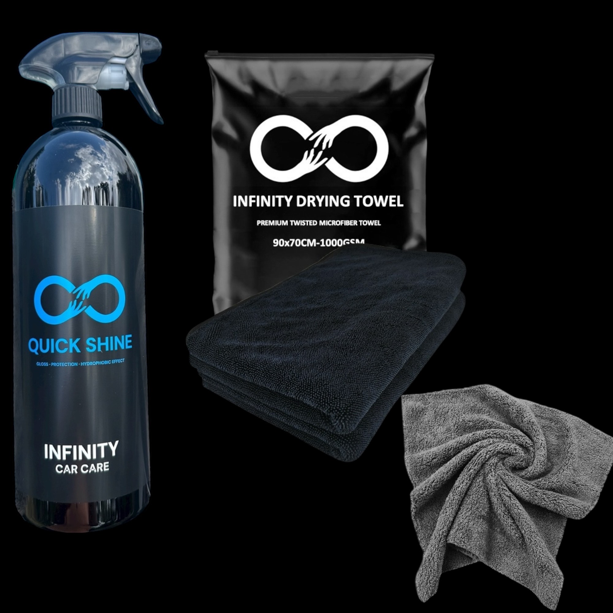 Pachet Premium Infinity – Quick Shine + Prosop Infinity Drying Towel + Lavetă Exterior Aplicare Soluții